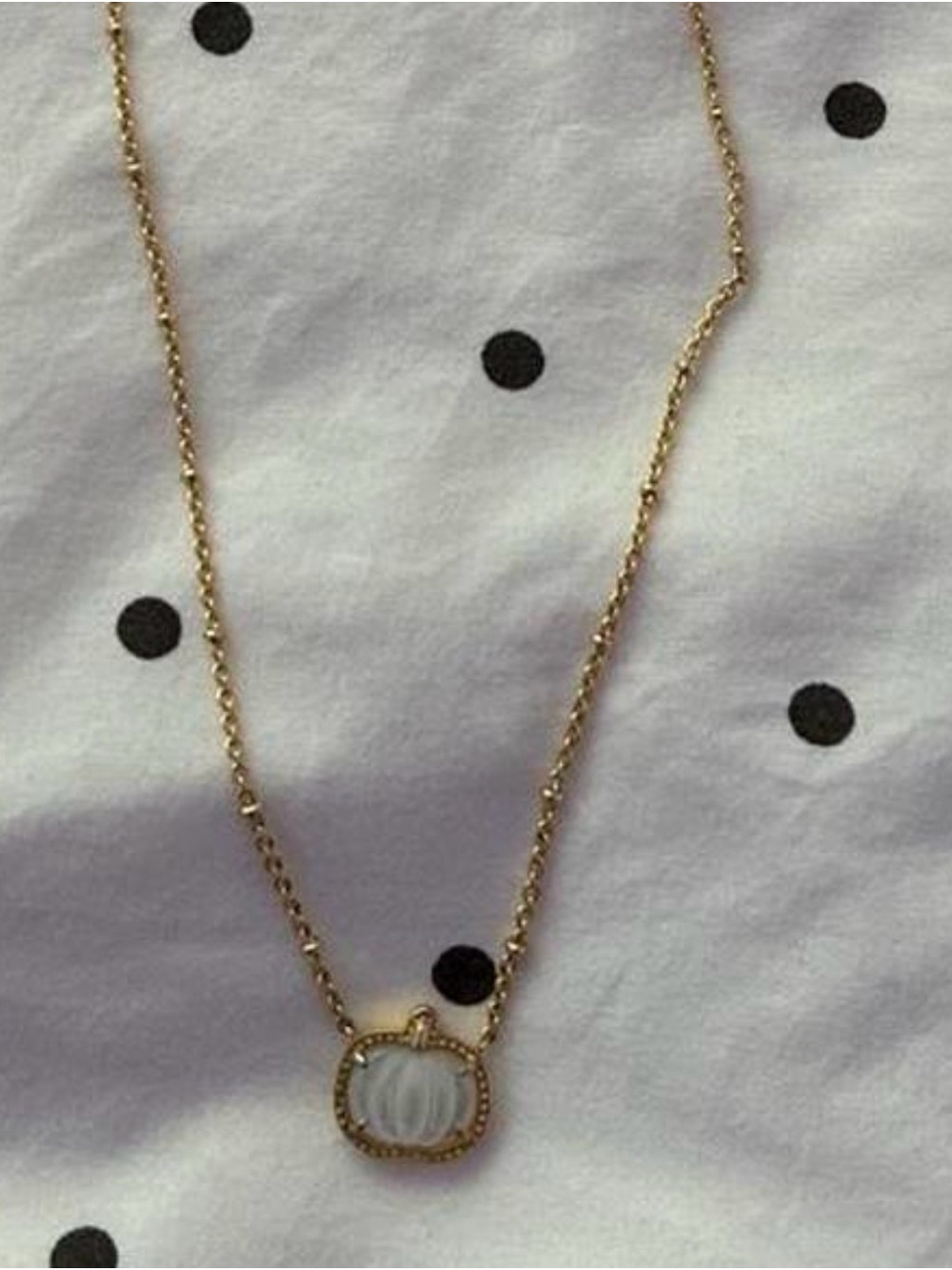 Kendra Scott Gold White Pumpkin Halloween Necklace